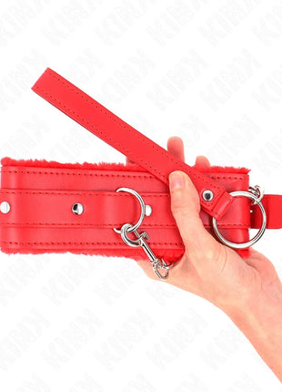 KINK - HALSBAND MIT LEINE 65 CM MIT EINSCHRÄNKUNGEN ROT 36-42 CM X 5,5 CM