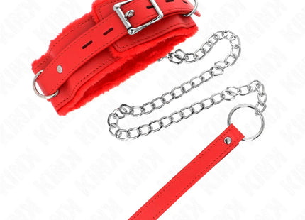 KINK - HALSBAND MIT LEINE 65 CM MIT EINSCHRÄNKUNGEN ROT 36-42 CM X 5,5 CM