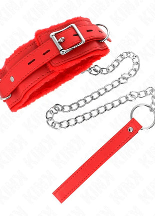 KINK - HALSBAND MIT LEINE 65 CM MIT EINSCHRÄNKUNGEN ROT 36-42 CM X 5,5 CM