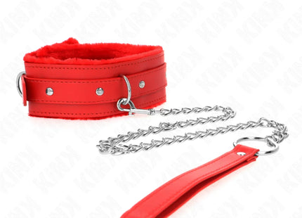 KINK - HALSBAND MIT LEINE 65 CM MIT EINSCHRÄNKUNGEN ROT 36-42 CM X 5,5 CM