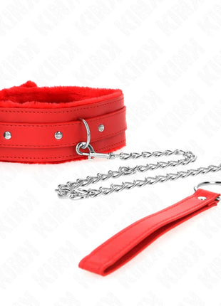 KINK - HALSBAND MIT LEINE 65 CM MIT EINSCHRÄNKUNGEN ROT 36-42 CM X 5,5 CM