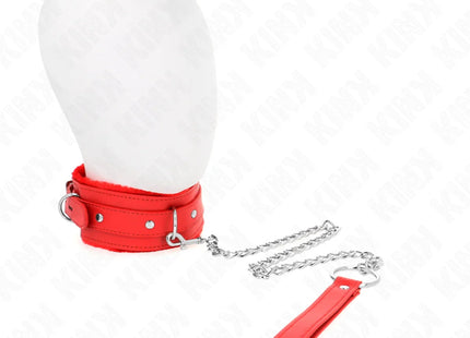 KINK - HALSBAND MIT LEINE 65 CM MIT EINSCHRÄNKUNGEN ROT 36-42 CM X 5,5 CM