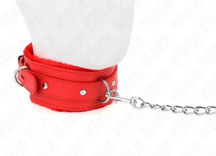 KINK - HALSBAND MIT LEINE 65 CM MIT EINSCHRÄNKUNGEN ROT 36-42 CM X 5,5 CM