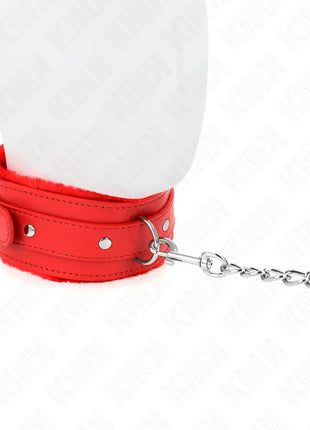 KINK - HALSBAND MIT LEINE 65 CM MIT EINSCHRÄNKUNGEN ROT 36-42 CM X 5,5 CM