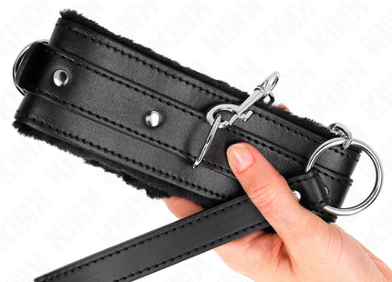 KINK - HALSBAND MIT LEINE 65 CM MIT EINSCHRÄNKUNGEN SCHWARZ 36-42 CM X 5,5 CM
