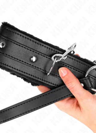 KINK - HALSBAND MIT LEINE 65 CM MIT EINSCHRÄNKUNGEN SCHWARZ 36-42 CM X 5,5 CM