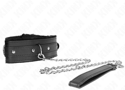 KINK - HALSBAND MIT LEINE 65 CM MIT EINSCHRÄNKUNGEN SCHWARZ 36-42 CM X 5,5 CM