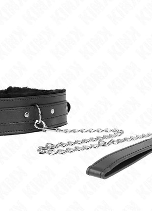KINK - HALSBAND MIT LEINE 65 CM MIT EINSCHRÄNKUNGEN SCHWARZ 36-42 CM X 5,5 CM