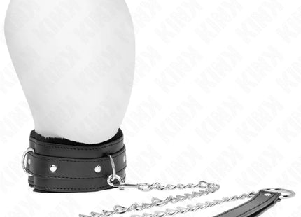 KINK - HALSBAND MIT LEINE 65 CM MIT EINSCHRÄNKUNGEN SCHWARZ 36-42 CM X 5,5 CM