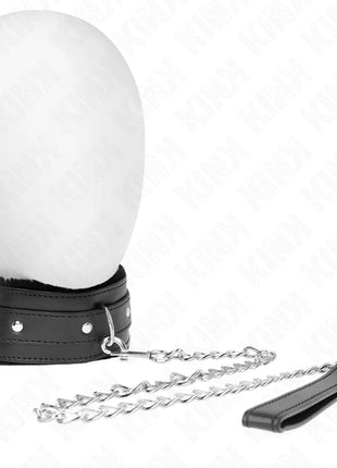 KINK - HALSBAND MIT LEINE 65 CM MIT EINSCHRÄNKUNGEN SCHWARZ 36-42 CM X 5,5 CM