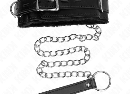 KINK - HALSBAND MIT LEINE 65 CM MIT EINSCHRÄNKUNGEN SCHWARZ 36-42 CM X 5,5 CM