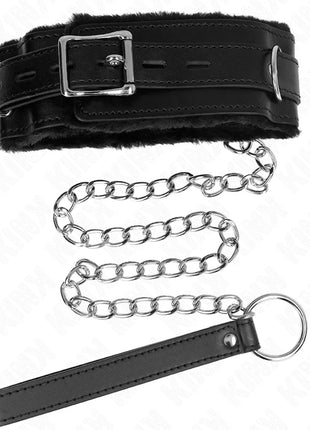 KINK - HALSBAND MIT LEINE 65 CM MIT EINSCHRÄNKUNGEN SCHWARZ 36-42 CM X 5,5 CM