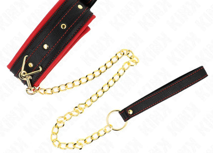 KINK - HALSBAND MIT LEINE AUS EINFACHER STOFF VERSTELLBAR 33-48 CM X 5,7 CM