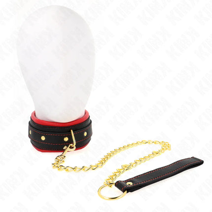 KINK - HALSBAND MIT LEINE AUS EINFACHER STOFF VERSTELLBAR 33-48 CM X 5,7 CM