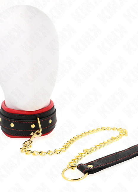 KINK - HALSBAND MIT LEINE AUS EINFACHER STOFF VERSTELLBAR 33-48 CM X 5,7 CM