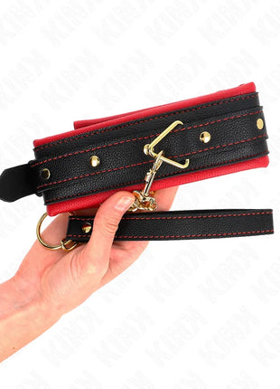 KINK - HALSBAND MIT LEINE AUS EINFACHER STOFF VERSTELLBAR 33-48 CM X 5,7 CM