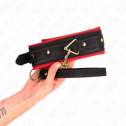 KINK - HALSBAND MIT LEINE AUS EINFACHER STOFF VERSTELLBAR 33-48 CM X 5,7 CM