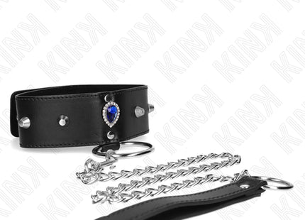 KINK - HALSKETTE 65 CM MIT BAND MIT BLAUEN DIAMANTEN VERSTELLBAR 36-43 CM X 5 CM