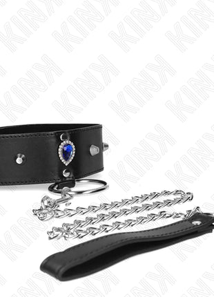 KINK - HALSKETTE 65 CM MIT BAND MIT BLAUEN DIAMANTEN VERSTELLBAR 36-43 CM X 5 CM