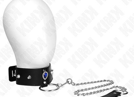 KINK - HALSKETTE 65 CM MIT BAND MIT BLAUEN DIAMANTEN VERSTELLBAR 36-43 CM X 5 CM