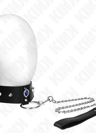 KINK - HALSKETTE 65 CM MIT BAND MIT BLAUEN DIAMANTEN VERSTELLBAR 36-43 CM X 5 CM