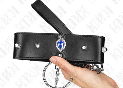 KINK - HALSKETTE 65 CM MIT BAND MIT BLAUEN DIAMANTEN VERSTELLBAR 36-43 CM X 5 CM