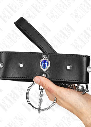 KINK - HALSKETTE 65 CM MIT BAND MIT BLAUEN DIAMANTEN VERSTELLBAR 36-43 CM X 5 CM