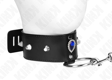 KINK - HALSKETTE 65 CM MIT BAND MIT BLAUEN DIAMANTEN VERSTELLBAR 36-43 CM X 5 CM