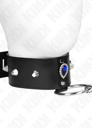KINK - HALSKETTE 65 CM MIT BAND MIT BLAUEN DIAMANTEN VERSTELLBAR 36-43 CM X 5 CM
