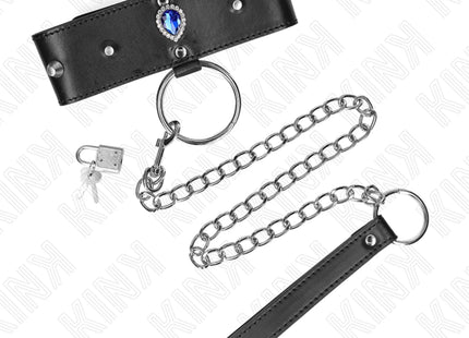 KINK - HALSKETTE 65 CM MIT BAND MIT BLAUEN DIAMANTEN VERSTELLBAR 36-43 CM X 5 CM