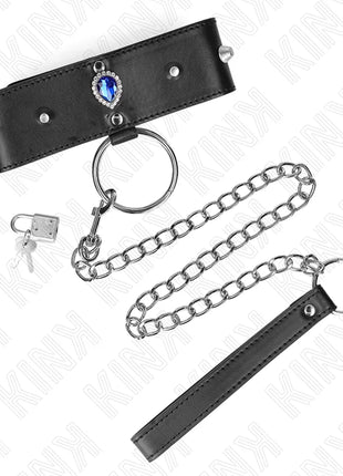 KINK - HALSKETTE 65 CM MIT BAND MIT BLAUEN DIAMANTEN VERSTELLBAR 36-43 CM X 5 CM