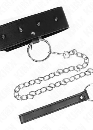 KINK - HALSKETTE 65 CM MIT LEINE MIT SILBERNEN NIETEN MODELL 2 VERSTELLBAR 36-43 CM X 5 CM