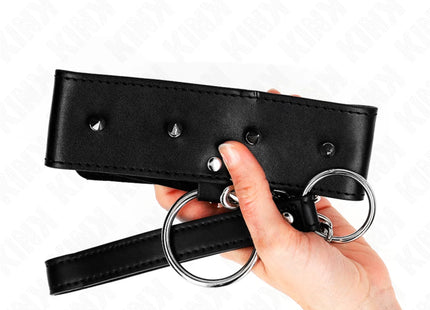 KINK - HALSKETTE 65 CM MIT LEINE MIT SILBERNEN NIETEN MODELL 2 VERSTELLBAR 36-43 CM X 5 CM