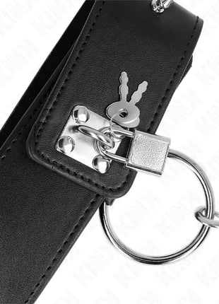 KINK - HALSKETTE 65 CM MIT LEINE MIT SILBERNEN NIETEN MODELL 2 VERSTELLBAR 36-43 CM X 5 CM
