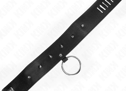 KINK - HALSKETTE 65 CM MIT LEINE MIT SILBERNEN NIETEN MODELL 2 VERSTELLBAR 36-43 CM X 5 CM