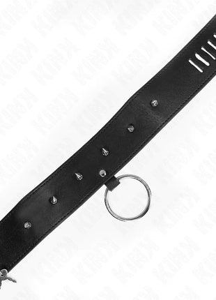 KINK - HALSKETTE 65 CM MIT LEINE MIT SILBERNEN NIETEN MODELL 2 VERSTELLBAR 36-43 CM X 5 CM