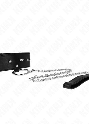 KINK - HALSKETTE 65 CM MIT LEINE MIT SILBERNEN NIETEN MODELL 2 VERSTELLBAR 36-43 CM X 5 CM