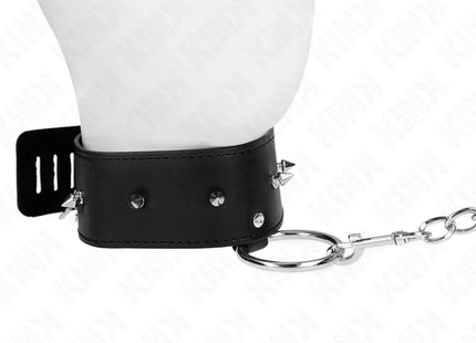 KINK - HALSKETTE 65 CM MIT LEINE MIT SILBERNEN NIETEN MODELL 2 VERSTELLBAR 36-43 CM X 5 CM