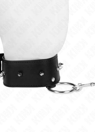 KINK - HALSKETTE 65 CM MIT LEINE MIT SILBERNEN NIETEN MODELL 2 VERSTELLBAR 36-43 CM X 5 CM