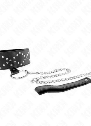 KINK - HALSKETTE 65 CM MIT LEINE MIT SILBERNEN NIETEN MODELL 3 VERSTELLBAR 36-43 CM X 5 CM