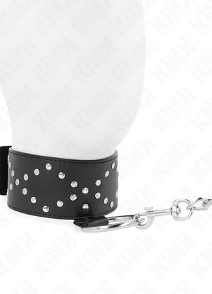 KINK - HALSKETTE 65 CM MIT LEINE MIT SILBERNEN NIETEN MODELL 3 VERSTELLBAR 36-43 CM X 5 CM