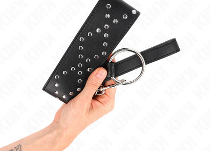 KINK - HALSKETTE 65 CM MIT LEINE MIT SILBERNEN NIETEN MODELL 3 VERSTELLBAR 36-43 CM X 5 CM
