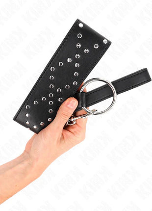 KINK - HALSKETTE 65 CM MIT LEINE MIT SILBERNEN NIETEN MODELL 3 VERSTELLBAR 36-43 CM X 5 CM