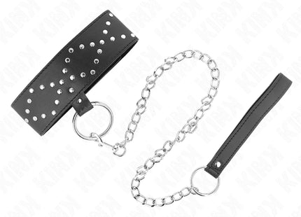 KINK - HALSKETTE 65 CM MIT LEINE MIT SILBERNEN NIETEN MODELL 3 VERSTELLBAR 36-43 CM X 5 CM