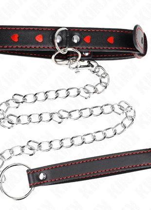 KINK - HALSKETTE MIT BAND 65 CM HERZDETAILS 52,5 X 2,5 CM