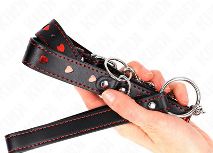 KINK - HALSKETTE MIT BAND 65 CM HERZDETAILS 52,5 X 2,5 CM