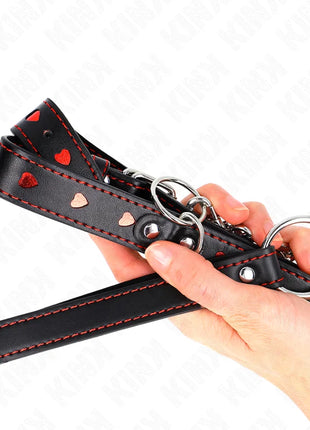 KINK - HALSKETTE MIT BAND 65 CM HERZDETAILS 52,5 X 2,5 CM