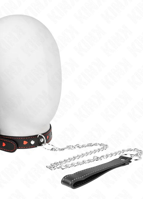 KINK - HALSKETTE MIT BAND 65 CM HERZDETAILS 52,5 X 2,5 CM