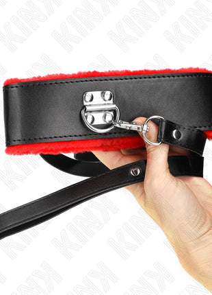 KINK - HALSKETTE MIT GÜRTEL 116 CM MIT ROTEM LEDERBAND VERSTELLBAR 40-48 CM X 6 CM