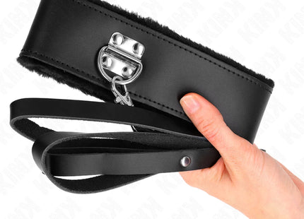 KINK - HALSKETTE MIT GÜRTEL 116 CM MIT SCHWARZEM LEDERBAND VERSTELLBAR 40-48 CM X 6 CM